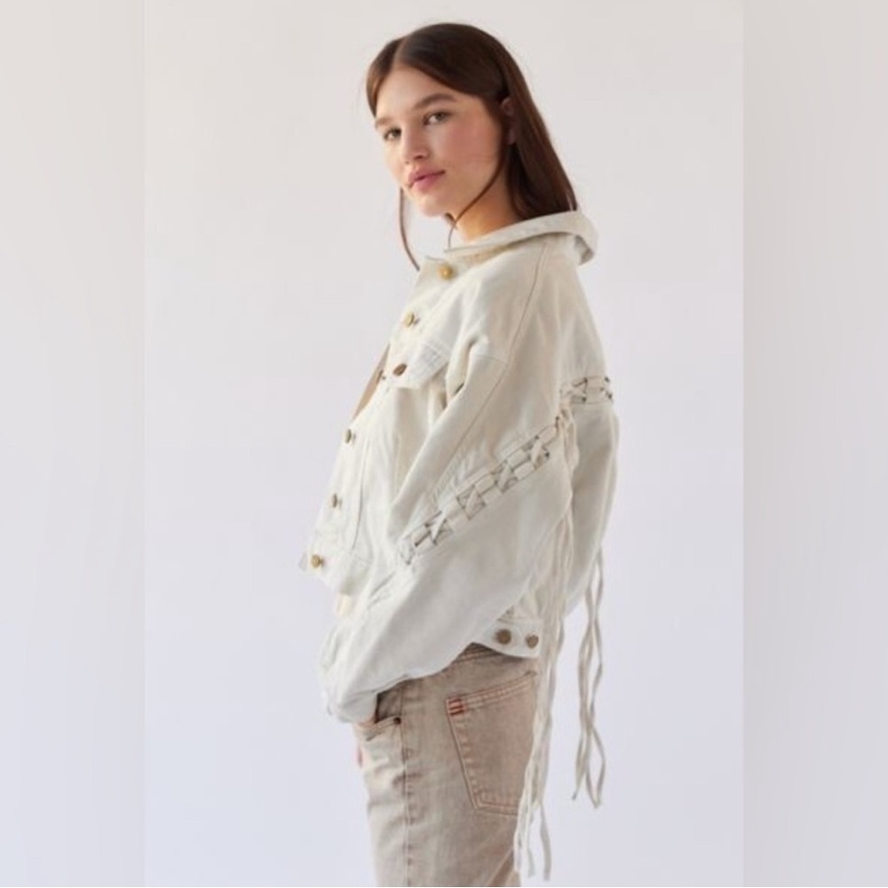 BDG Samarria Laced Fringe Denim Trucker Jacket